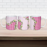 Pink Hawaii Palaka Ceramic Mug Maile Pikake Honohono Orchid Lei LT05 - Polynesian Pride