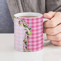 Pink Hawaii Palaka Ceramic Mug Maile Pikake Honohono Orchid Lei LT05 - Polynesian Pride