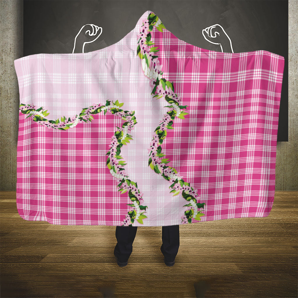 Pink Hawaii Palaka Hooded Blanket Maile Pikake Honohono Orchid Lei LT05 - Polynesian Pride