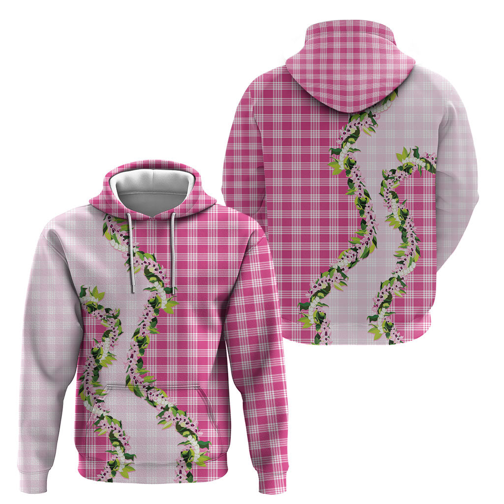 Pink Hawaii Palaka Hoodie Maile Pikake Honohono Orchid Lei LT05 - Polynesian Pride