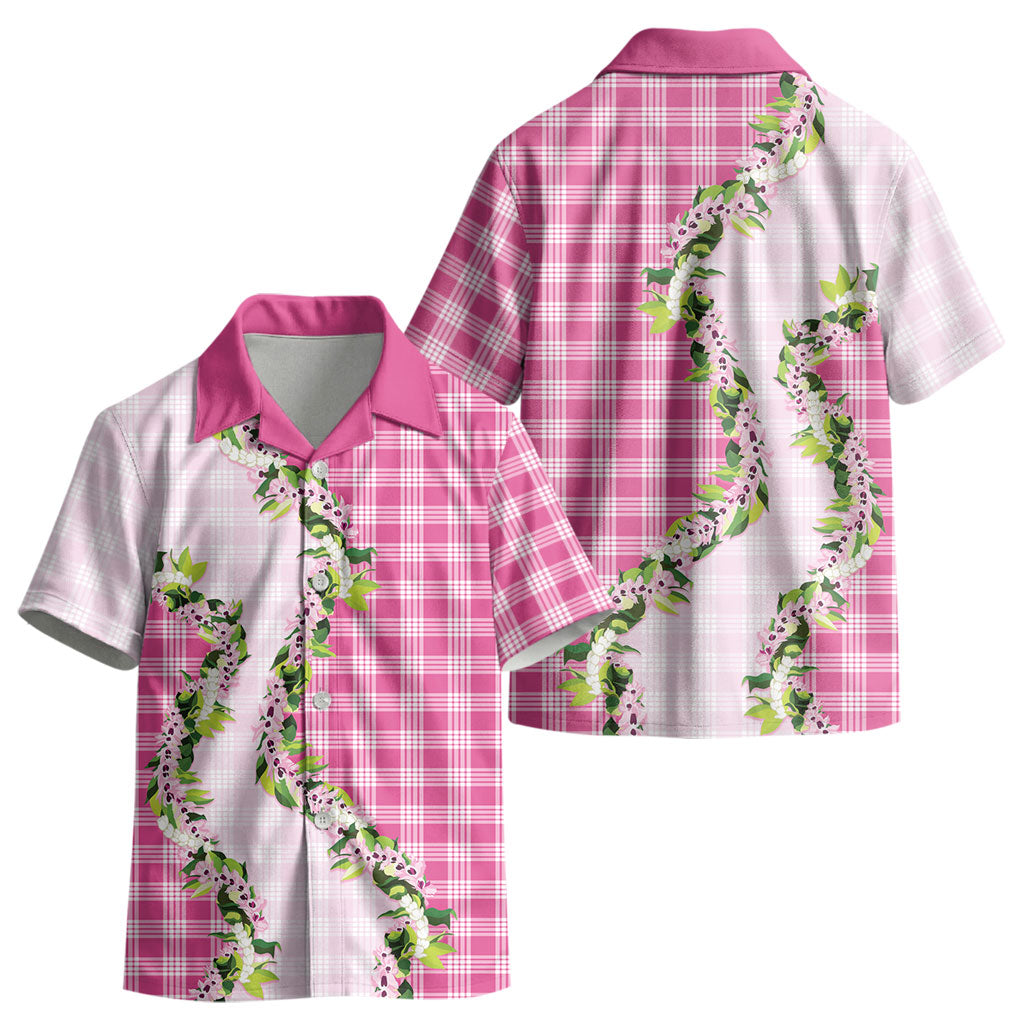 Pink Hawaii Palaka Kid Hawaiian Shirt Maile Pikake Honohono Orchid Lei LT05 - Polynesian Pride