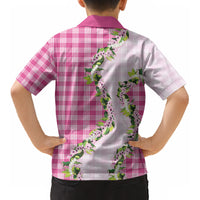 Pink Hawaii Palaka Kid Hawaiian Shirt Maile Pikake Honohono Orchid Lei LT05 - Polynesian Pride