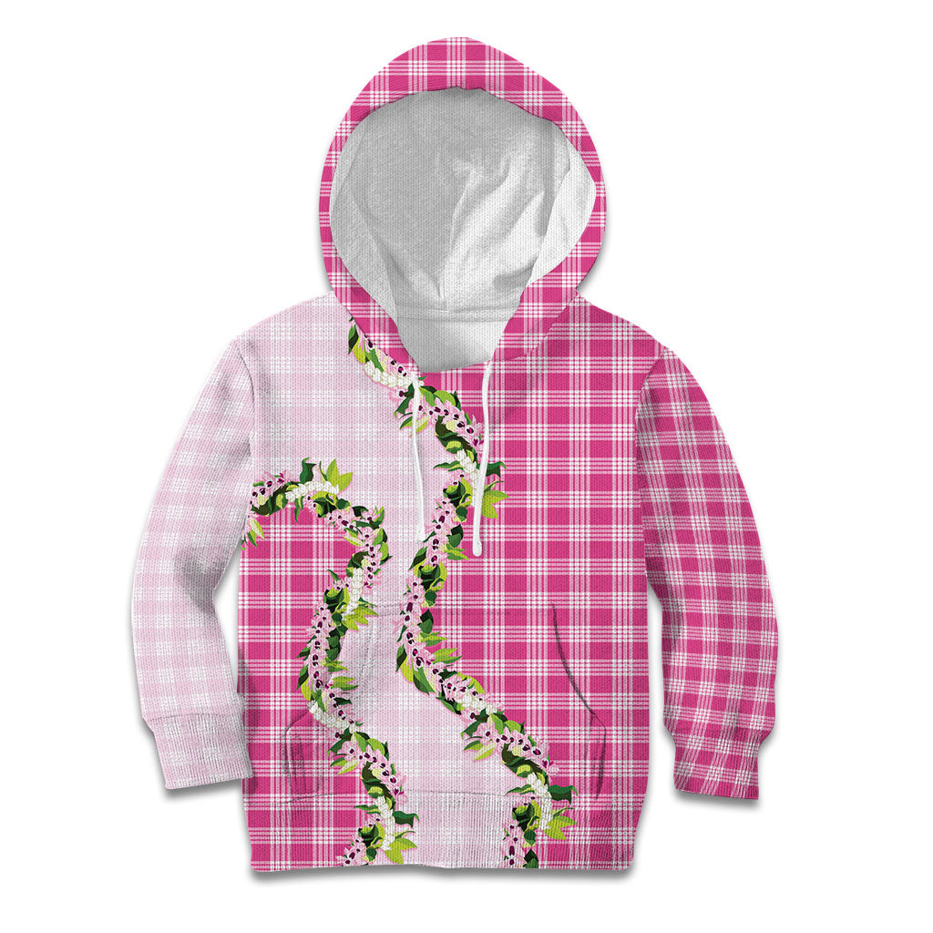 Pink Hawaii Palaka Kid Hoodie Maile Pikake Honohono Orchid Lei