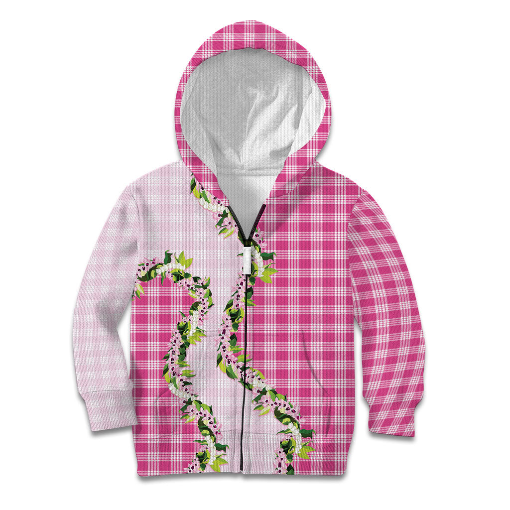 Pink Hawaii Palaka Kid Hoodie Maile Pikake Honohono Orchid Lei