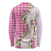 Pink Hawaii Palaka Long Sleeve Shirt Maile Pikake Honohono Orchid Lei LT05 - Polynesian Pride