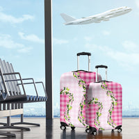 Pink Hawaii Palaka Luggage Cover Maile Pikake Honohono Orchid Lei