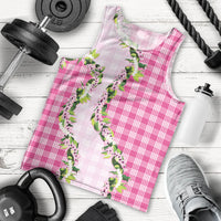 Pink Hawaii Palaka Men Tank Top Maile Pikake Honohono Orchid Lei LT05 - Polynesian Pride