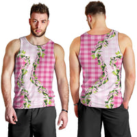 Pink Hawaii Palaka Men Tank Top Maile Pikake Honohono Orchid Lei LT05 - Polynesian Pride