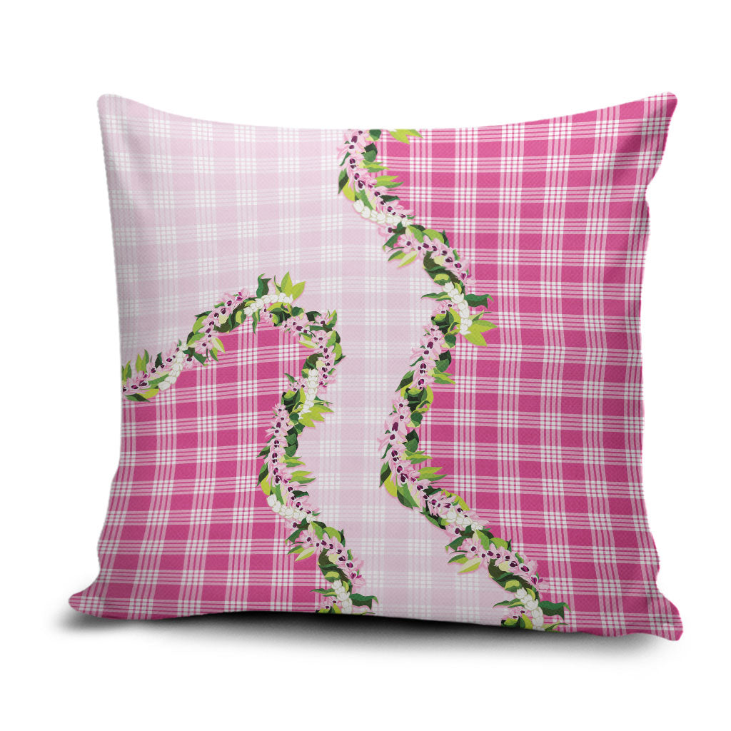 Pink Hawaii Palaka Pillow Cover Maile Pikake Honohono Orchid Lei LT05 Pink - Polynesian Pride