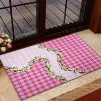 Pink Hawaii Palaka Rubber Doormat Maile Pikake Honohono Orchid Lei