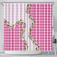 Pink Hawaii Palaka Shower Curtain Maile Pikake Honohono Orchid Lei LT05 - Polynesian Pride
