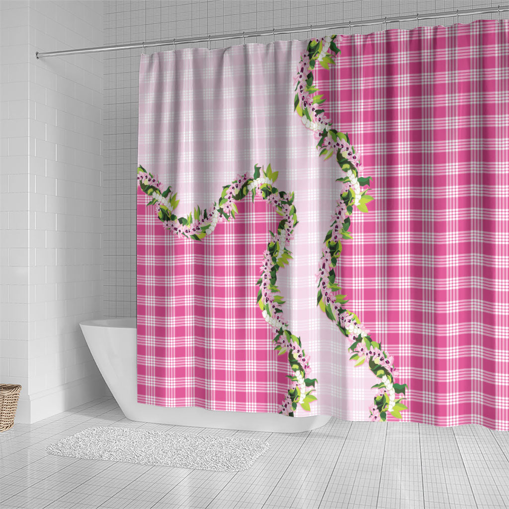Pink Hawaii Palaka Shower Curtain Maile Pikake Honohono Orchid Lei LT05 - Polynesian Pride