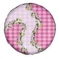Pink Hawaii Palaka Spare Tire Cover Maile Pikake Honohono Orchid Lei