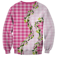 Pink Hawaii Palaka Sweatshirt Maile Pikake Honohono Orchid Lei