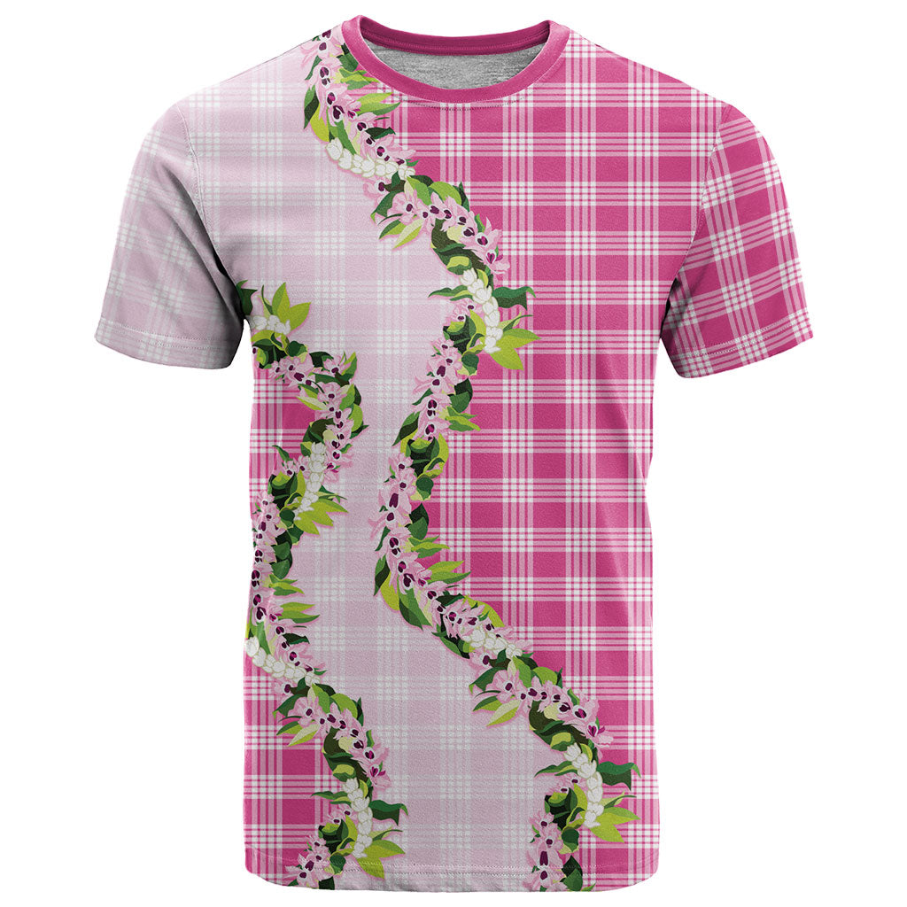 Pink Hawaii Palaka T Shirt Maile Pikake Honohono Orchid Lei LT05 Pink - Polynesian Pride