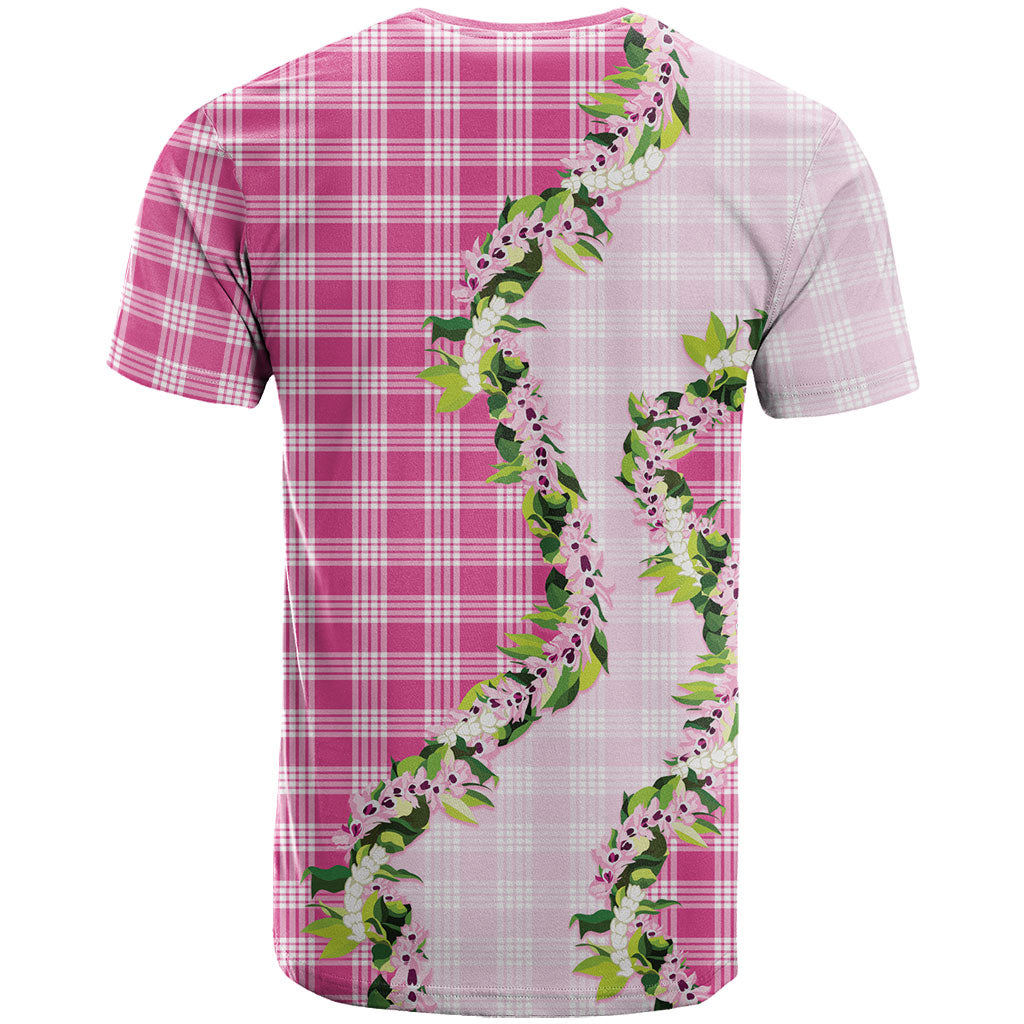 Pink Hawaii Palaka T Shirt Maile Pikake Honohono Orchid Lei LT05 - Polynesian Pride