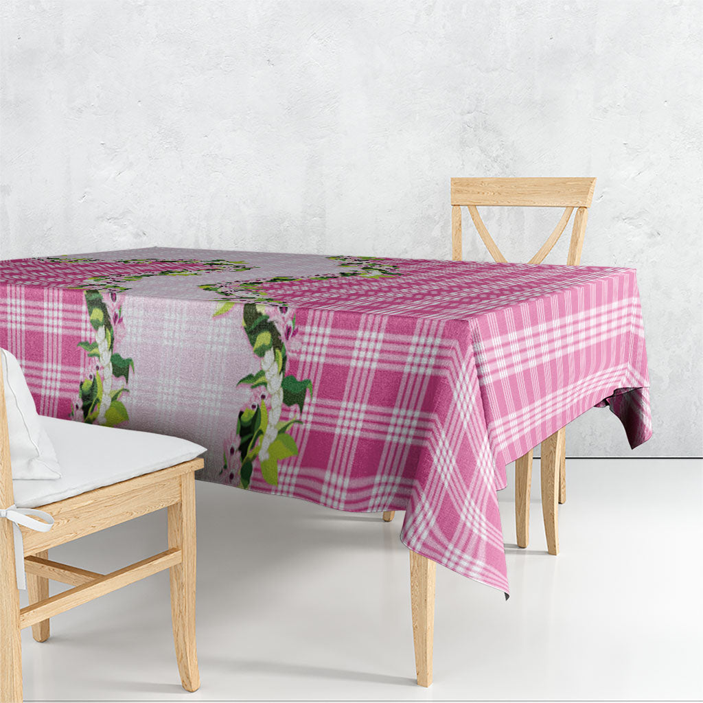 Pink Hawaii Palaka Tablecloth Maile Pikake Honohono Orchid Lei LT05 - Polynesian Pride