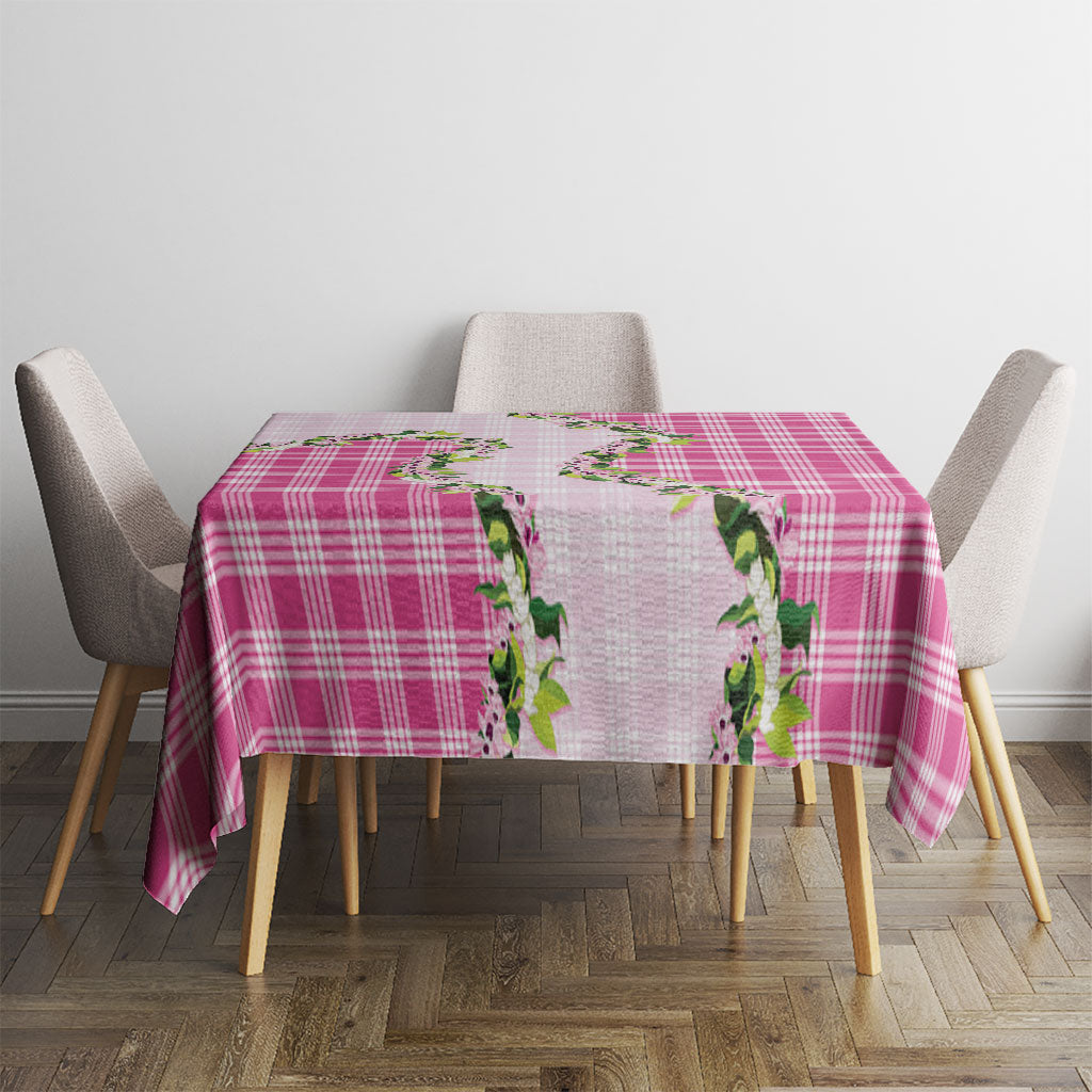 Pink Hawaii Palaka Tablecloth Maile Pikake Honohono Orchid Lei LT05 - Polynesian Pride