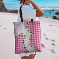 Pink Hawaii Palaka Tote Bag Maile Pikake Honohono Orchid Lei LT05 - Polynesian Pride