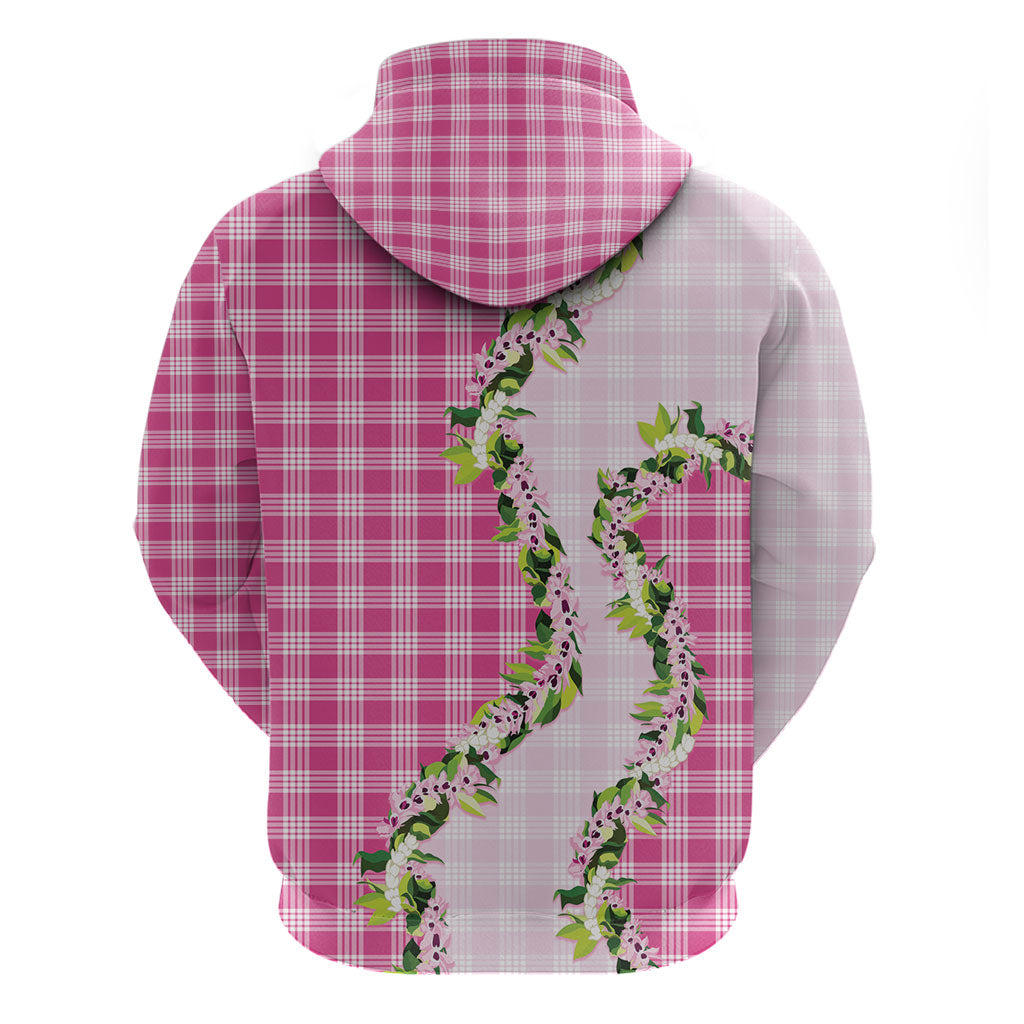 Pink Hawaii Palaka Zip Hoodie Maile Pikake Honohono Orchid Lei LT05 - Polynesian Pride