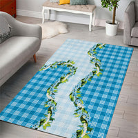 Blue Hawaii Palaka Area Rug Maile Pikake Honohono Orchid Lei