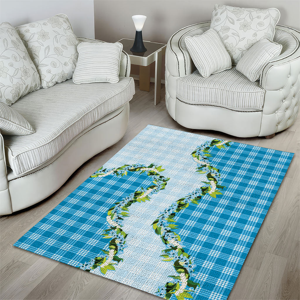 Blue Hawaii Palaka Area Rug Maile Pikake Honohono Orchid Lei