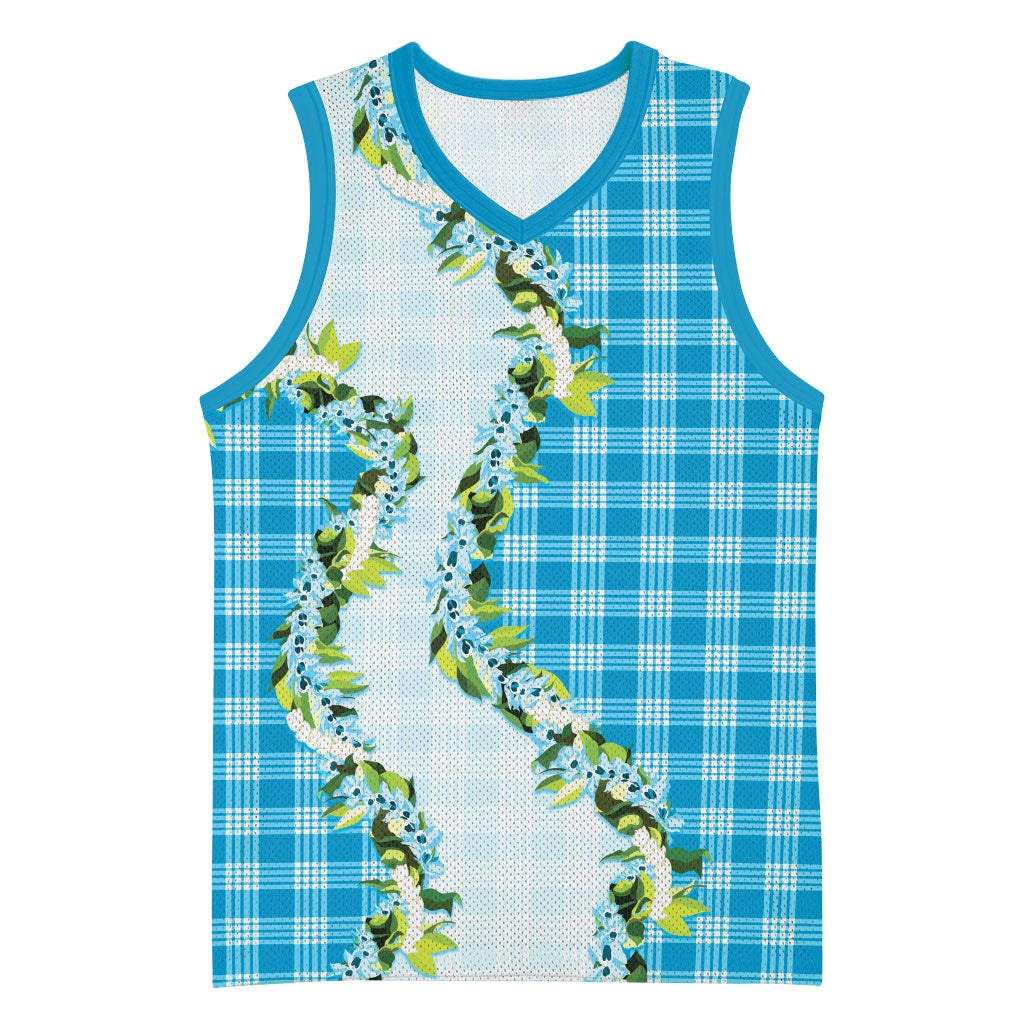 Blue Hawaii Palaka Basketball Jersey Maile Pikake Honohono Orchid Lei LT05 Unisex Blue - Polynesian Pride