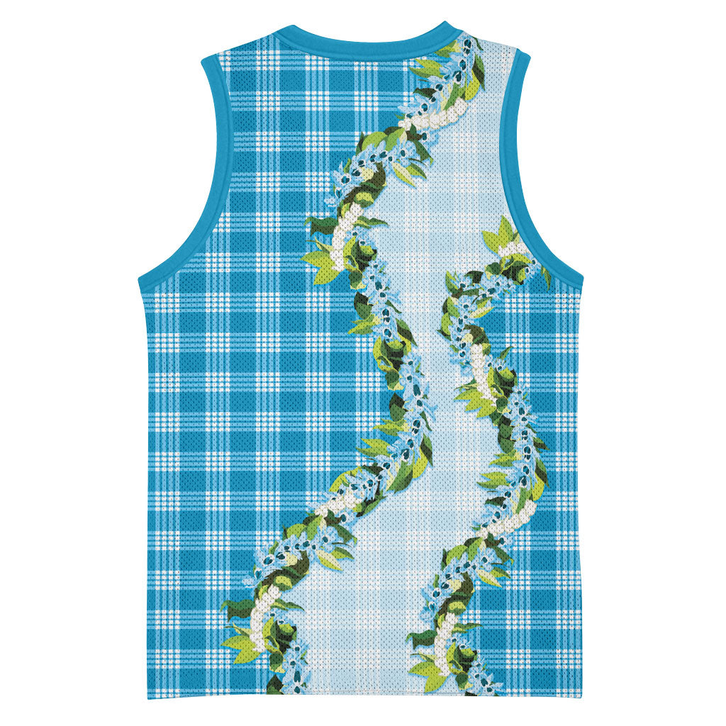 Blue Hawaii Palaka Basketball Jersey Maile Pikake Honohono Orchid Lei LT05 - Polynesian Pride