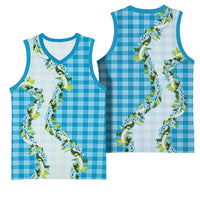 Blue Hawaii Palaka Basketball Jersey Maile Pikake Honohono Orchid Lei LT05 - Polynesian Pride