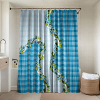 Blue Hawaii Palaka Bathroom Set Maile Pikake Honohono Orchid Lei LT05 Shower Curtain Only Blue - Polynesian Pride