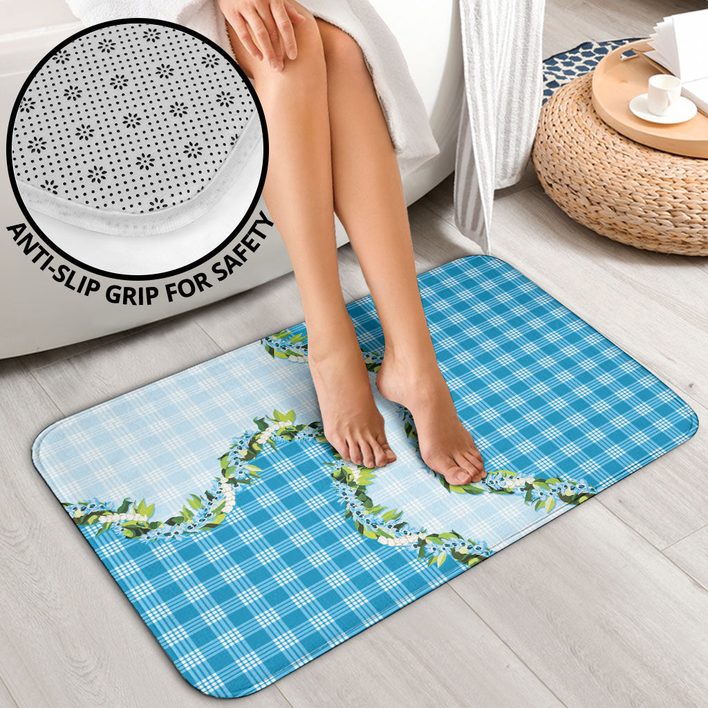Blue Hawaii Palaka Bathroom Set Maile Pikake Honohono Orchid Lei LT05 - Polynesian Pride