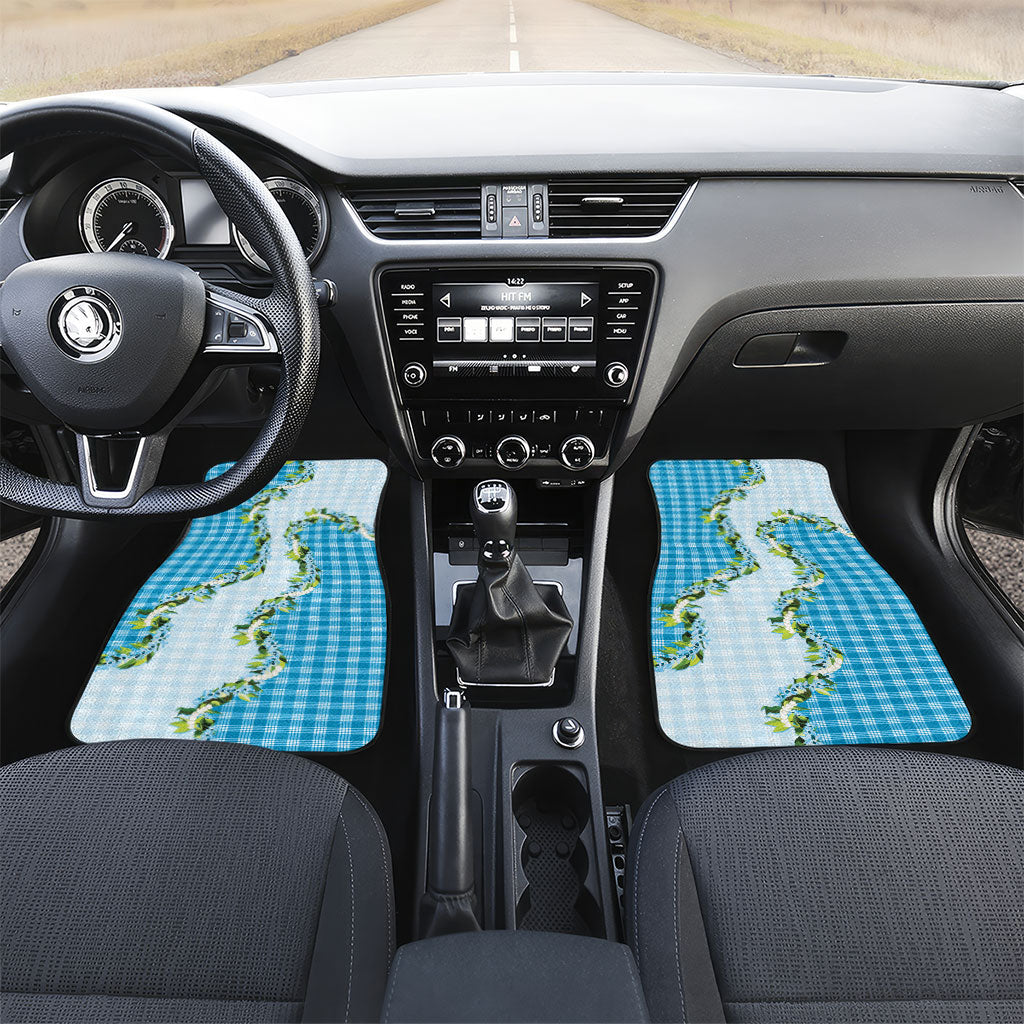 Blue Hawaii Palaka Car Mats Maile Pikake Honohono Orchid Lei