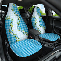 Blue Hawaii Palaka Car Seat Cover Maile Pikake Honohono Orchid Lei LT05 One Size Blue - Polynesian Pride