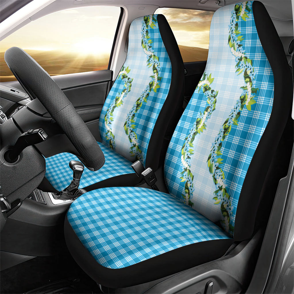 Blue Hawaii Palaka Car Seat Cover Maile Pikake Honohono Orchid Lei LT05 - Polynesian Pride