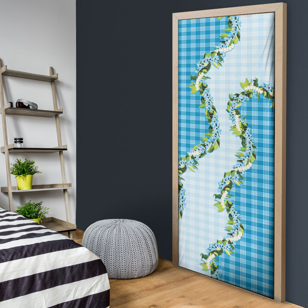 Blue Hawaii Palaka Door Cover Maile Pikake Honohono Orchid Lei LT05 - Polynesian Pride