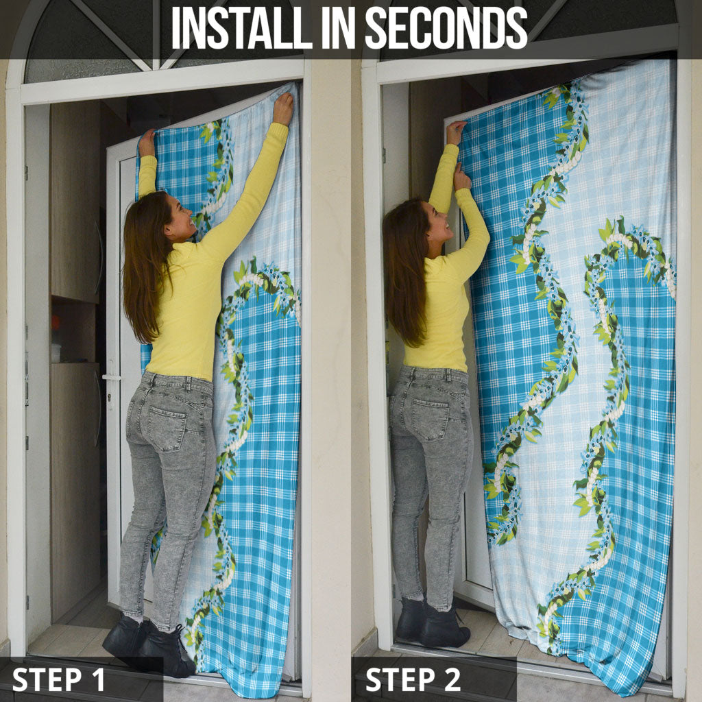 Blue Hawaii Palaka Door Cover Maile Pikake Honohono Orchid Lei LT05 - Polynesian Pride