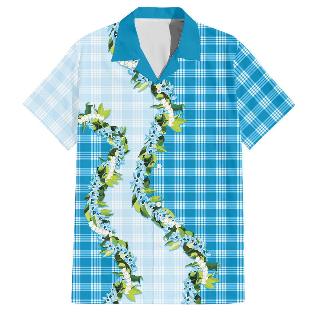 Blue Hawaii Palaka Hawaiian Shirt Maile Pikake Honohono Orchid Lei LT05 Blue - Polynesian Pride