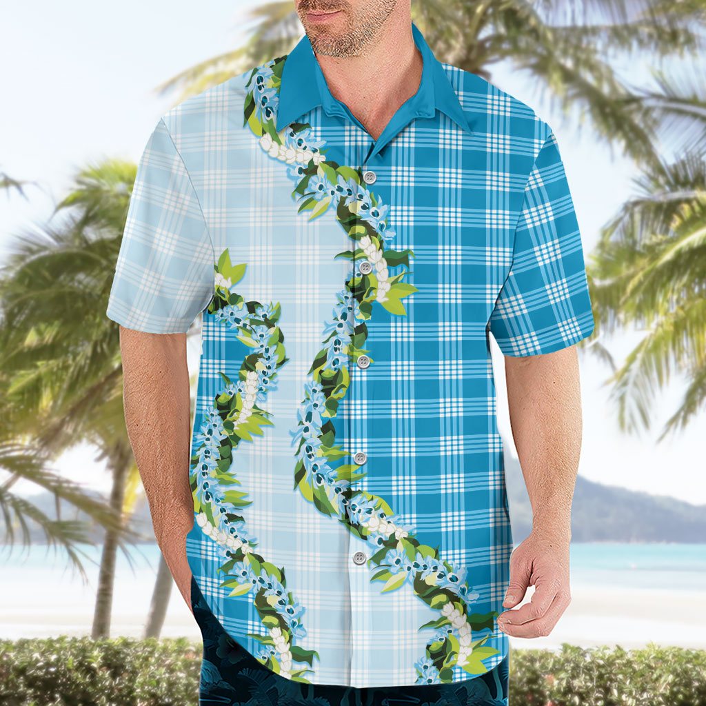 Blue Hawaii Palaka Hawaiian Shirt Maile Pikake Honohono Orchid Lei LT05 - Polynesian Pride