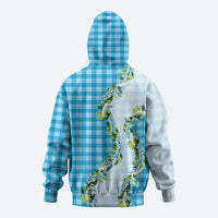 Blue Hawaii Palaka Hoodie Maile Pikake Honohono Orchid Lei LT05 - Polynesian Pride