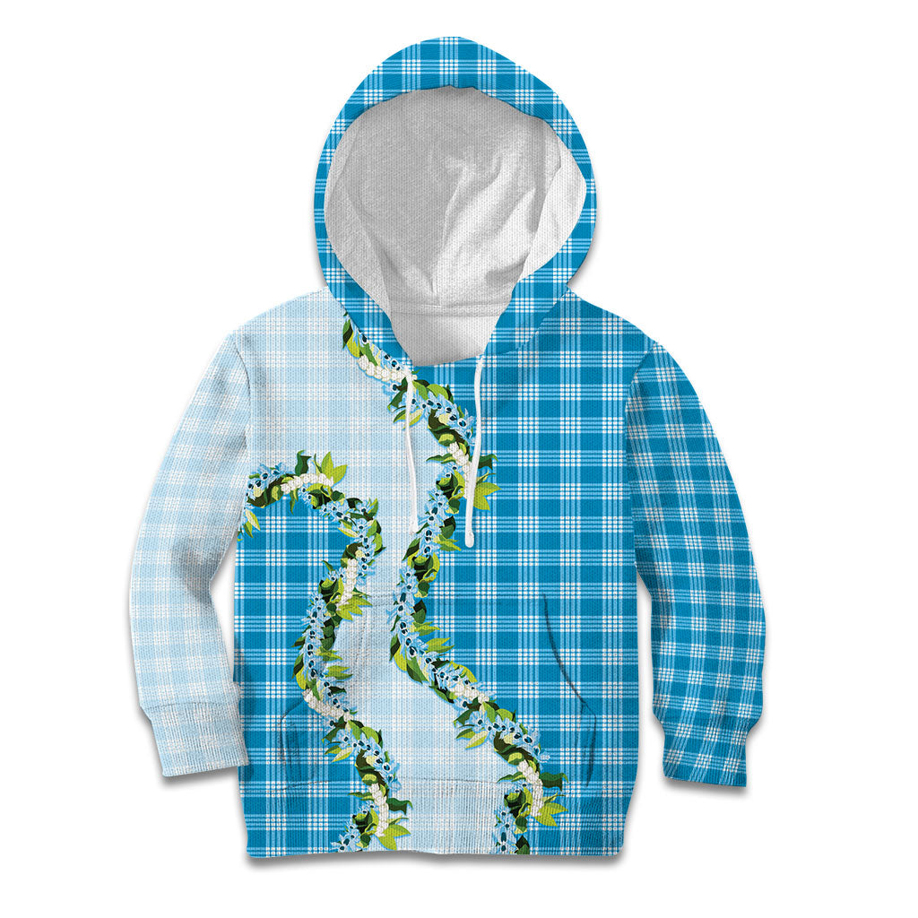 Blue Hawaii Palaka Kid Hoodie Maile Pikake Honohono Orchid Lei LT05 Hoodie Blue - Polynesian Pride
