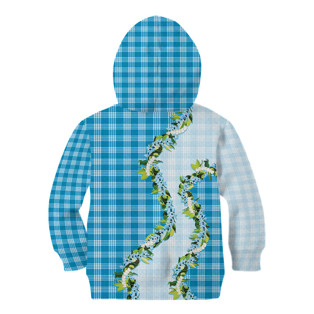 Blue Hawaii Palaka Kid Hoodie Maile Pikake Honohono Orchid Lei LT05 - Polynesian Pride