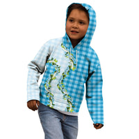 Blue Hawaii Palaka Kid Hoodie Maile Pikake Honohono Orchid Lei LT05 - Polynesian Pride