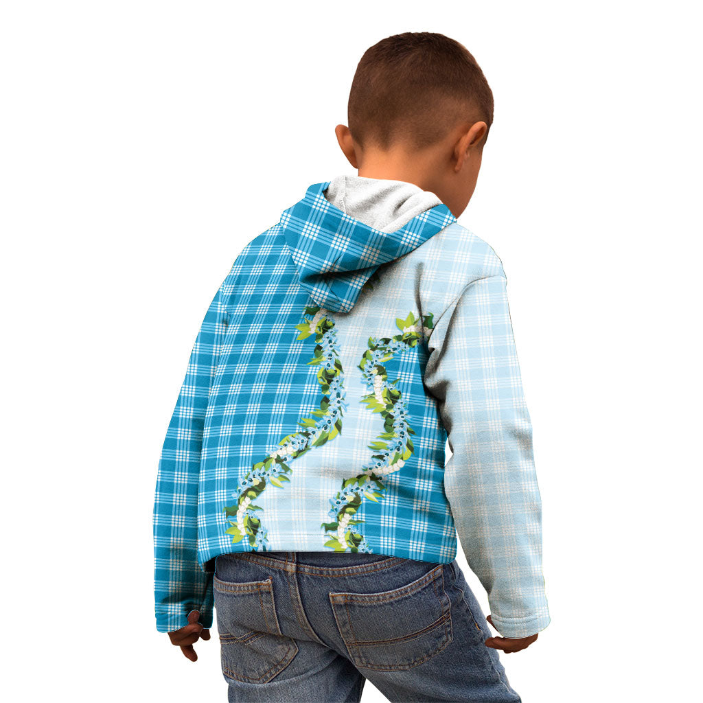 Blue Hawaii Palaka Kid Hoodie Maile Pikake Honohono Orchid Lei LT05 - Polynesian Pride