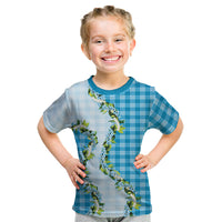 Blue Hawaii Palaka Kid T Shirt Maile Pikake Honohono Orchid Lei LT05 Blue - Polynesian Pride