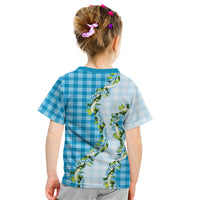 Blue Hawaii Palaka Kid T Shirt Maile Pikake Honohono Orchid Lei LT05 - Polynesian Pride