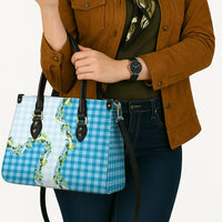 Blue Hawaii Palaka Leather Bag Maile Pikake Honohono Orchid Lei