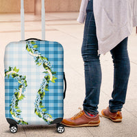 Blue Hawaii Palaka Luggage Cover Maile Pikake Honohono Orchid Lei LT05 Blue - Polynesian Pride
