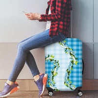 Blue Hawaii Palaka Luggage Cover Maile Pikake Honohono Orchid Lei LT05 - Polynesian Pride