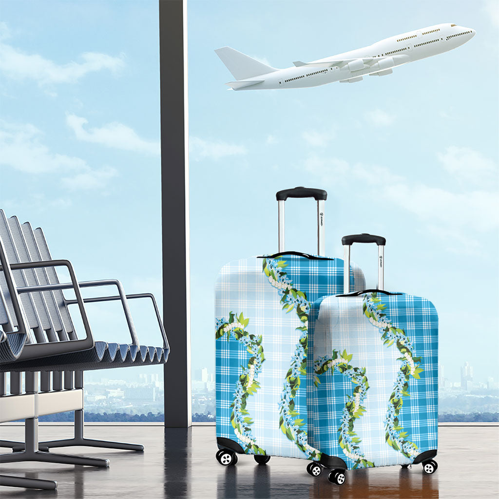 Blue Hawaii Palaka Luggage Cover Maile Pikake Honohono Orchid Lei LT05 - Polynesian Pride