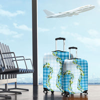 Blue Hawaii Palaka Luggage Cover Maile Pikake Honohono Orchid Lei LT05 - Polynesian Pride